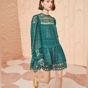 NWT - Ulla Johnson - Green Lace Mini Dress